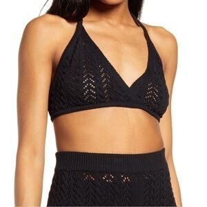 NWT Lulus Crochet Cotton Bralette Top in Black